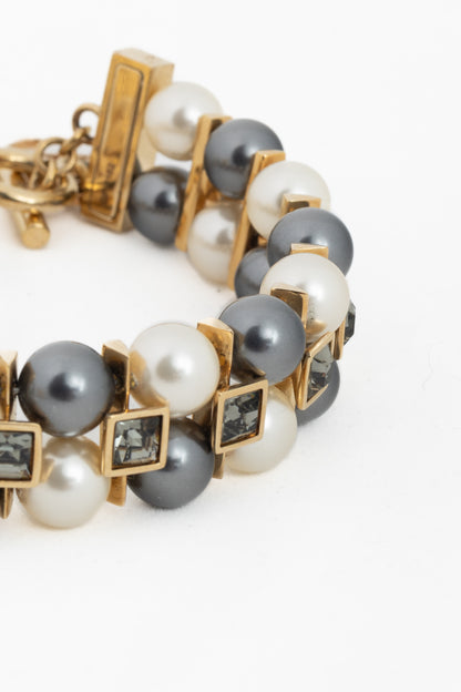 Louis Vuitton Cry me a River Grey & Ivory Faux-Pearl Crystal Bracelet