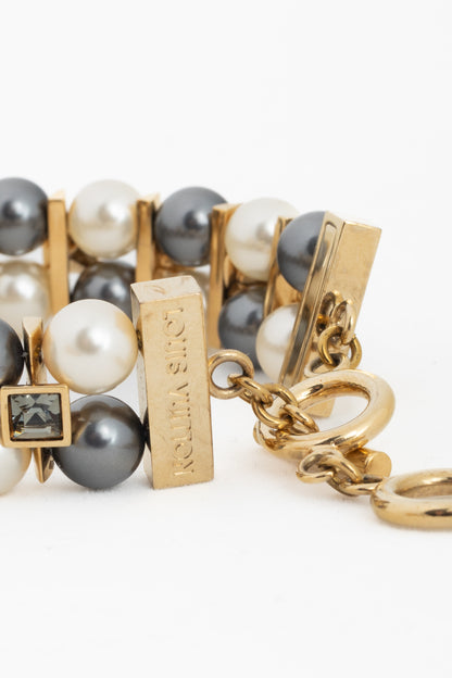 Louis Vuitton Cry me a River Grey & Ivory Faux-Pearl Crystal Bracelet