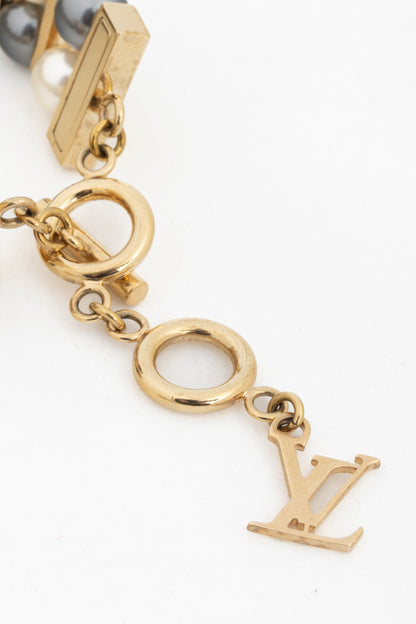 Louis Vuitton Cry me a River Grey & Ivory Faux-Pearl Crystal Bracelet