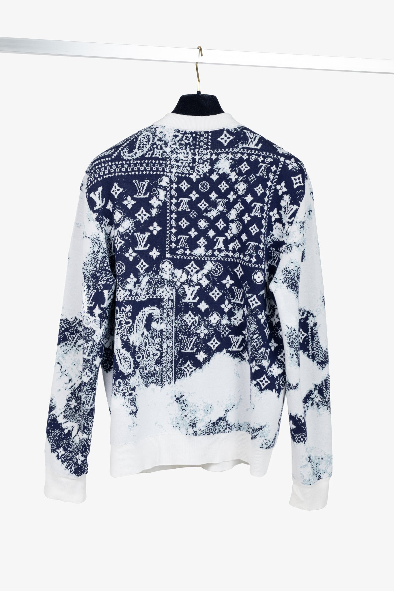 Louis Vuitton Indigo & White Monogram Bandana Crewneck Sweater