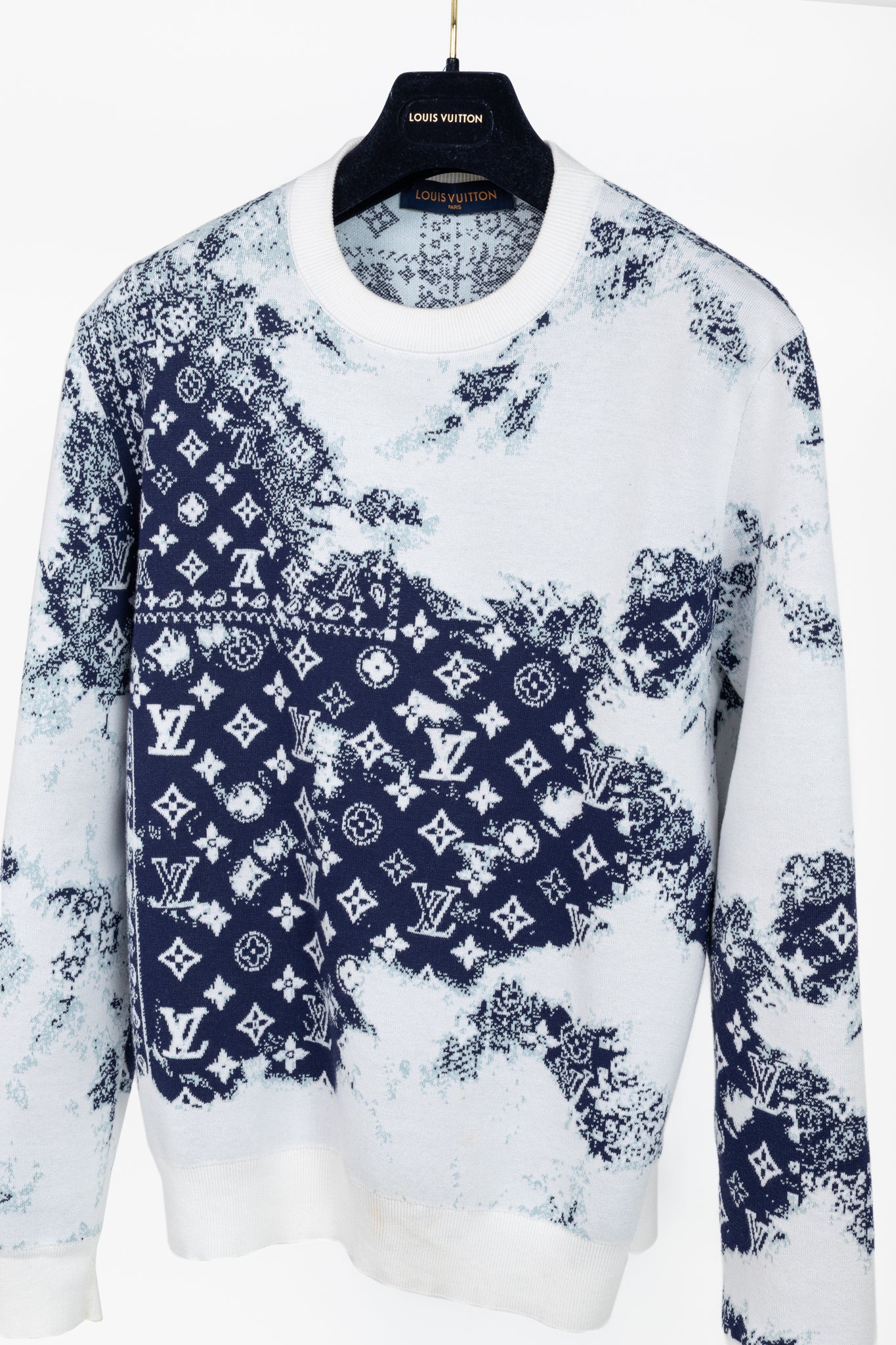 Louis Vuitton Indigo & White Monogram Bandana Crewneck Sweater