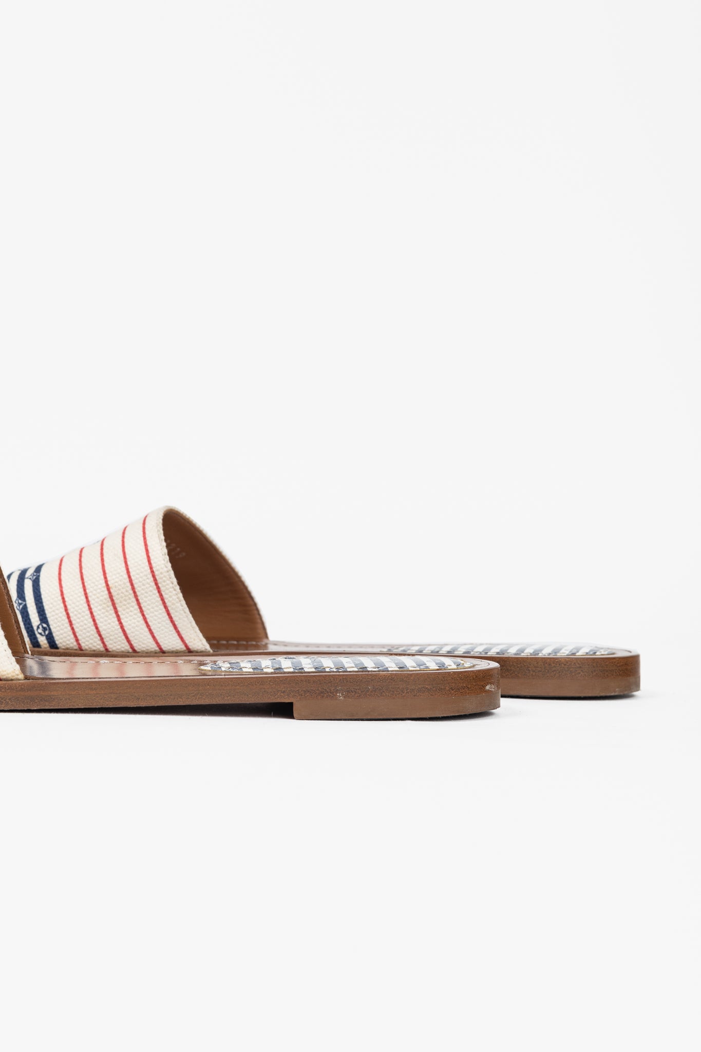 Louis Vuitton Escale Lock It Bleu Normal Striped Flat Mule Sandals