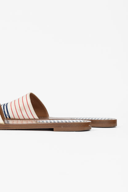 Louis Vuitton Escale Lock It Bleu Normal Striped Flat Mule Sandals
