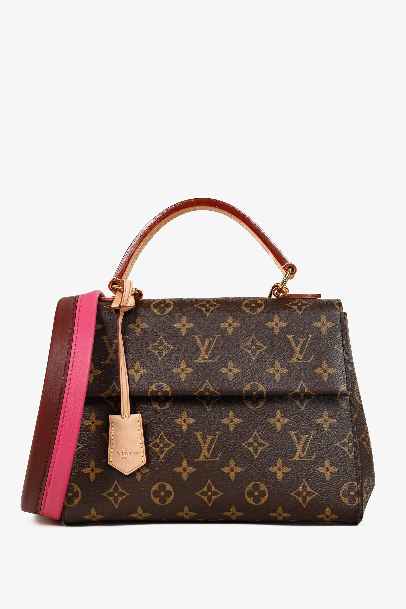 Louis Vuitton Cluny BB Monogram Canvas Bordeaux & Fuchsia-Strap Handbag