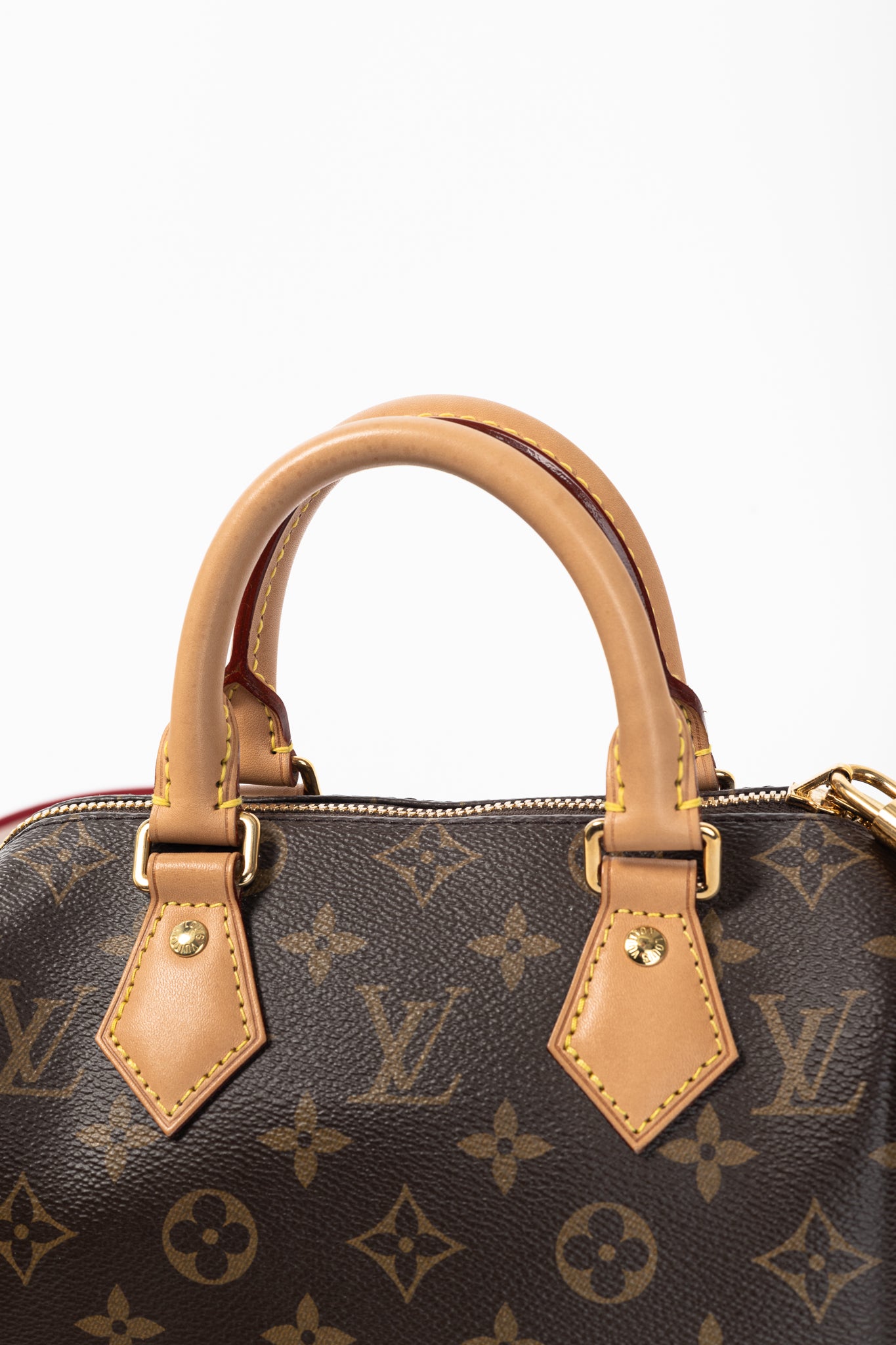 Louis Vuitton Speedy Bandouliere 20 Monogram Canvas Handbag with Fuchsia Strap