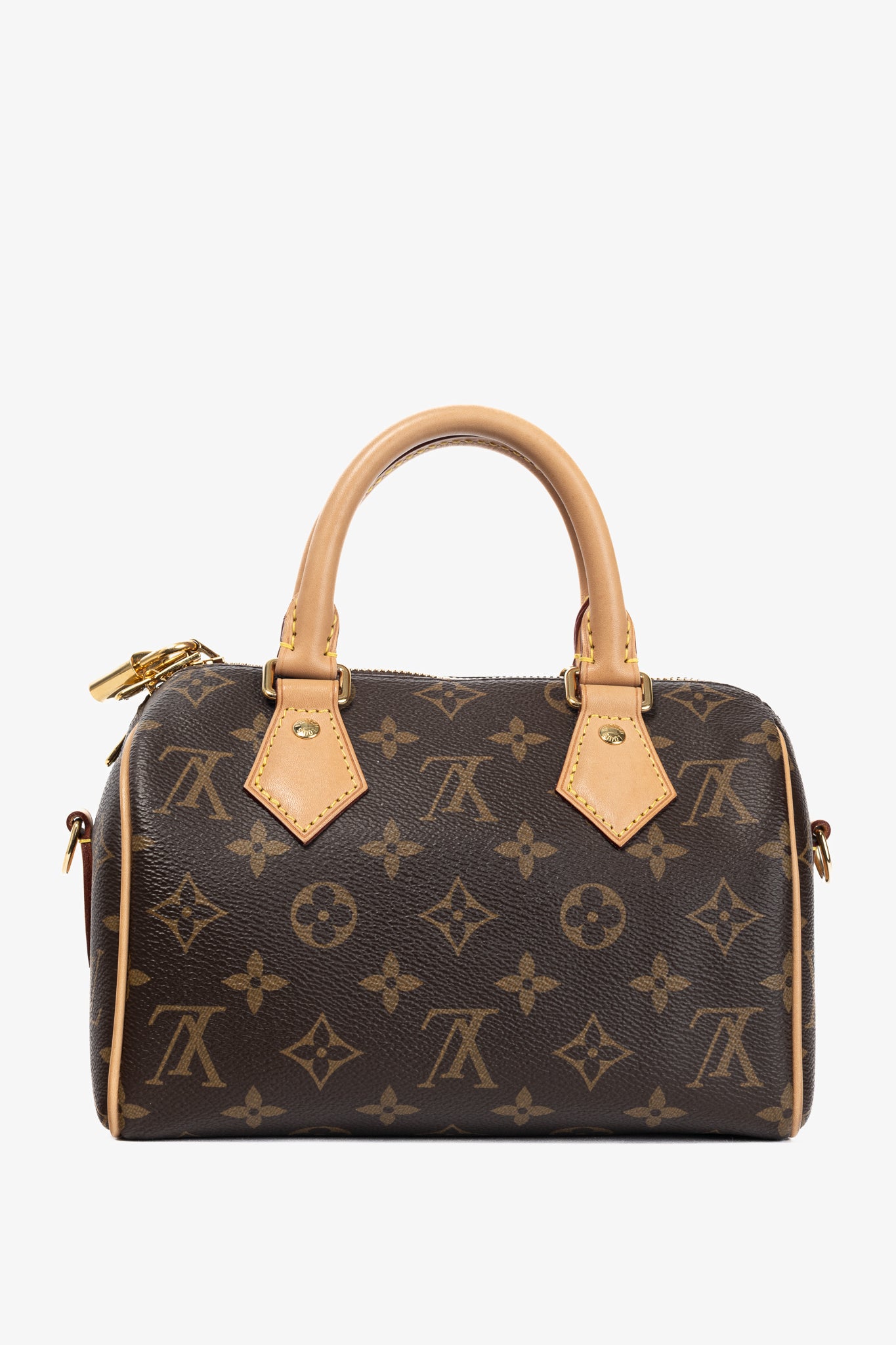 Louis Vuitton Speedy Bandouliere 20 Monogram Canvas Handbag with Fuchsia Strap