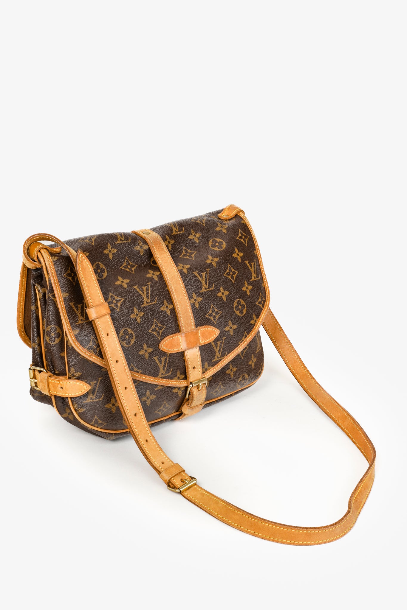 Louis Vuitton Saumur 28 Brown Monogram Double Side Saddle Messenger Bag