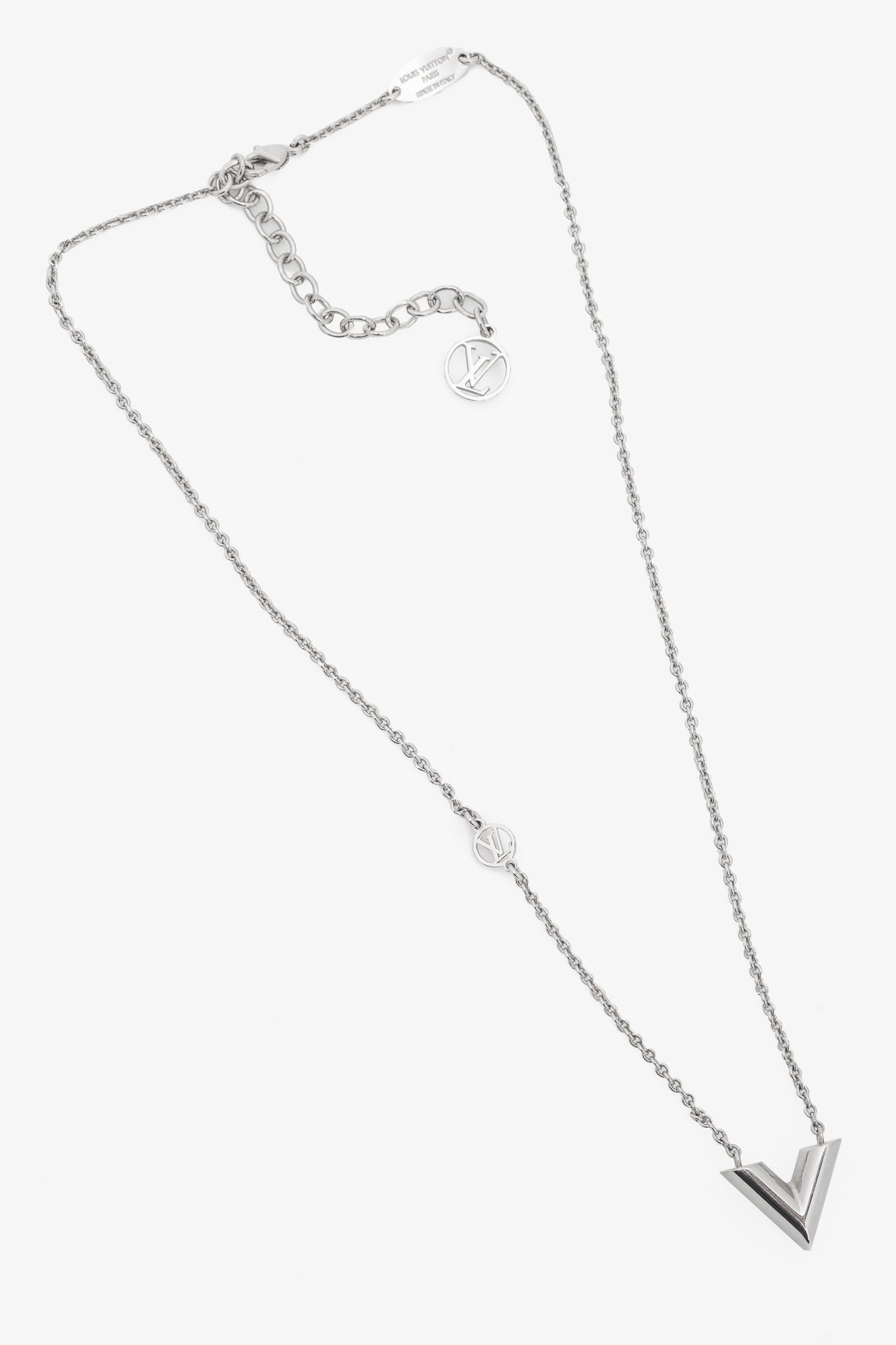 Louis Vuitton Essential V Silver-Tone Supple Necklace