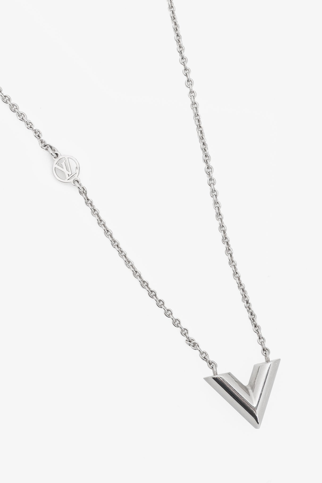 Louis Vuitton Essential V Silver-Tone Supple Necklace
