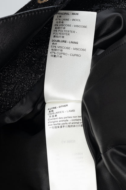 Louis Vuitton Black Monogram Wool Leather Insert A-Line Glitter Coat