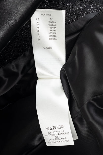 Louis Vuitton Black Monogram Wool Leather Insert A-Line Glitter Coat