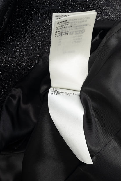 Louis Vuitton Black Monogram Wool Leather Insert A-Line Glitter Coat