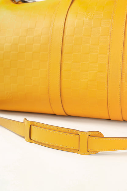 Louis Vuitton Keepall Bandouliere 45 in Damier Infiniti Safran Yellow Leather