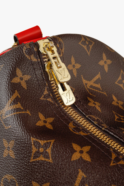 Louis Vuitton Keepall Bandoulière 50 Monogram Canvas & Coquelicot Leather Bag