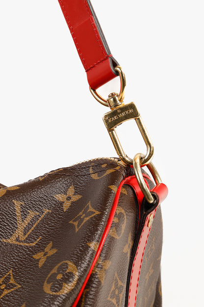 Louis Vuitton Keepall Bandoulière 50 Monogram Canvas & Coquelicot Leather Bag