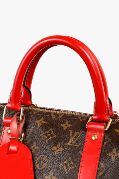 Louis Vuitton Keepall Bandoulière 50 Monogram Canvas & Coquelicot Leather Bag