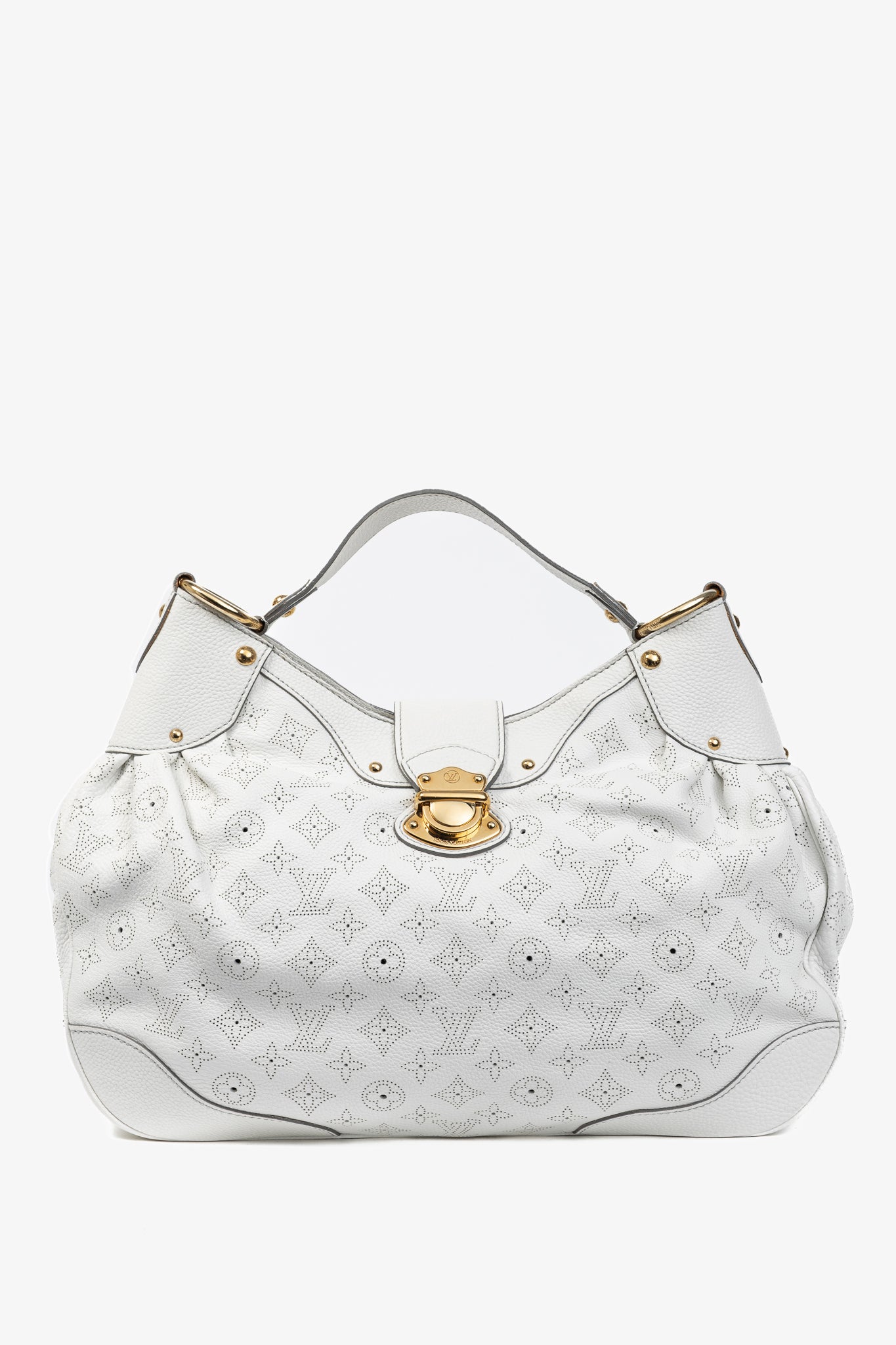 Louis Vuitton Solar GM White Mahina Perforated Leather Hobo
