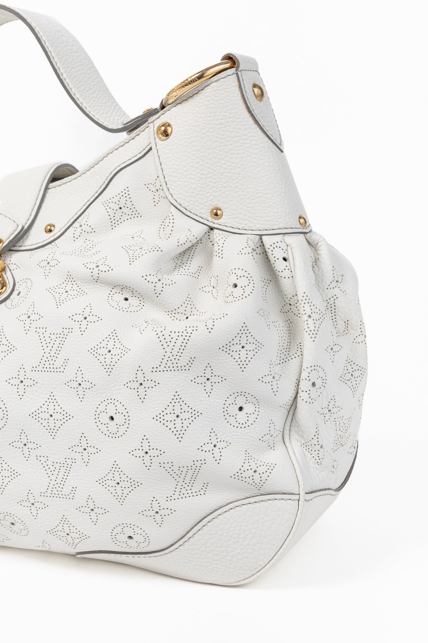 Louis Vuitton Solar GM White Mahina Perforated Leather Hobo