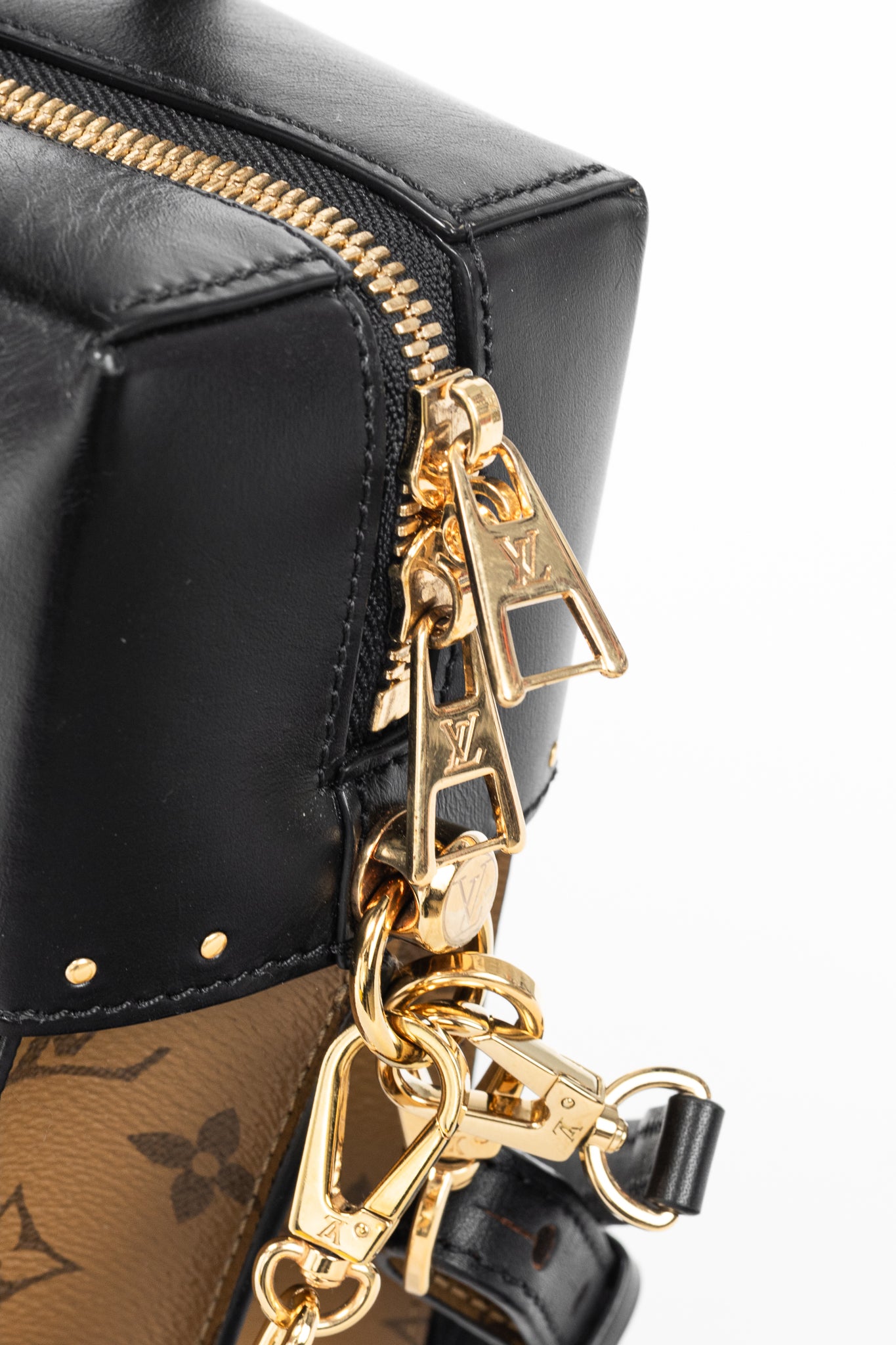 Louis Vuitton City Malle MM Monogram Reverse & Calfskin Handbag