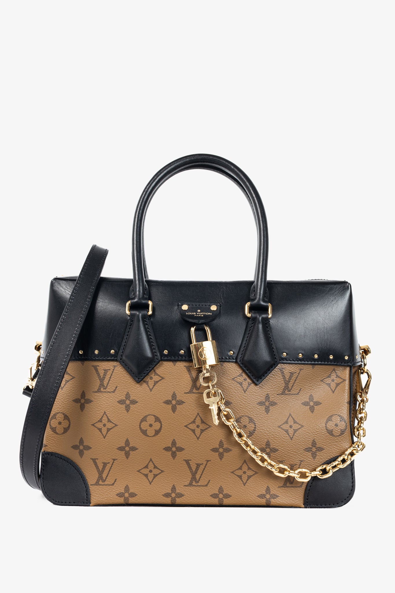 Louis Vuitton City Malle MM Monogram Reverse & Calfskin Handbag