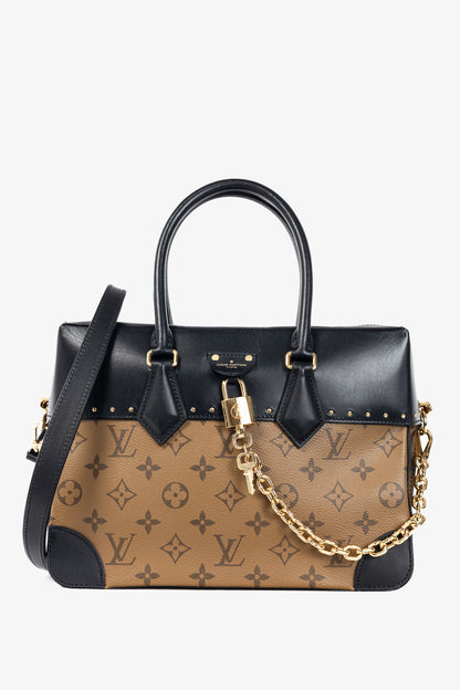 Louis Vuitton City Malle MM Monogram Reverse & Calfskin Handbag