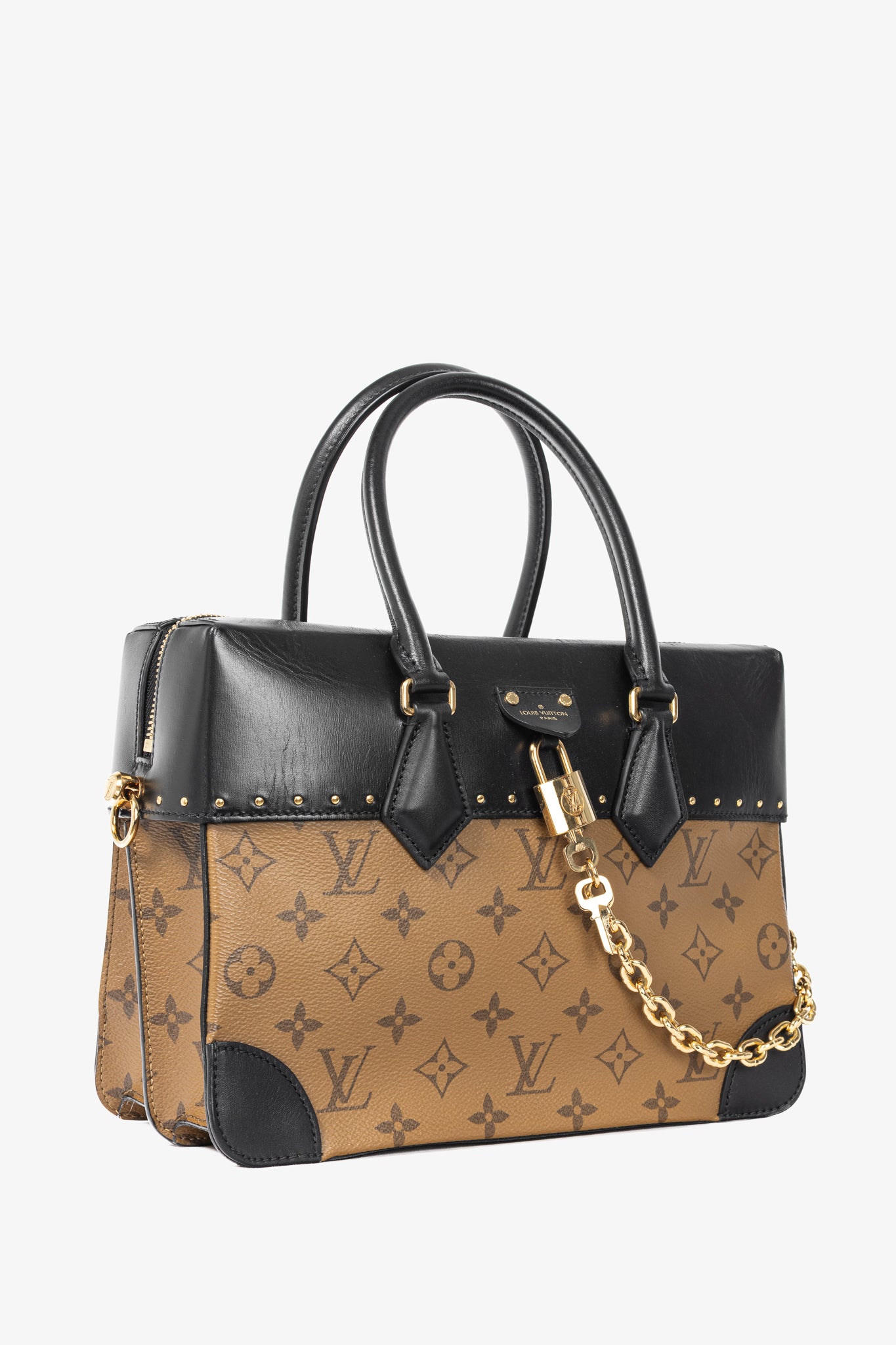 Louis Vuitton City Malle MM Monogram Reverse & Calfskin Handbag