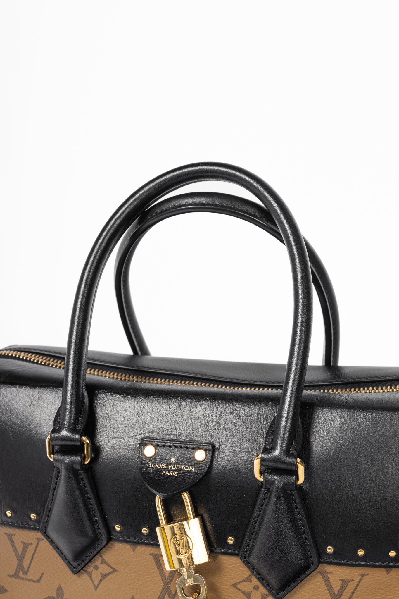 Louis Vuitton City Malle MM Monogram Reverse & Calfskin Handbag