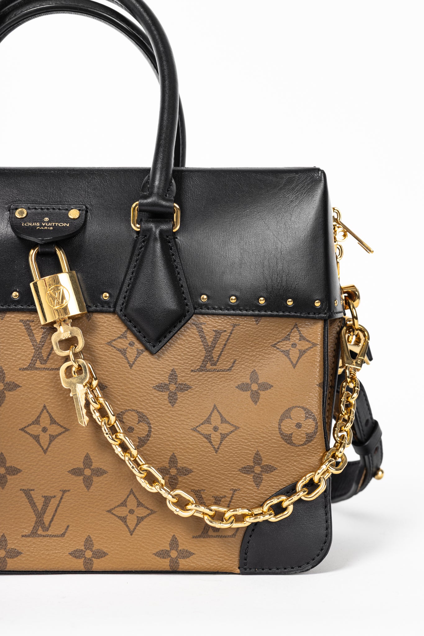 Louis Vuitton City Malle MM Monogram Reverse & Calfskin Handbag