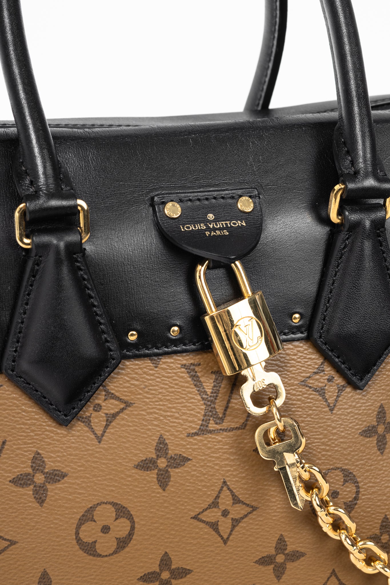 Louis Vuitton City Malle MM Monogram Reverse & Calfskin Handbag