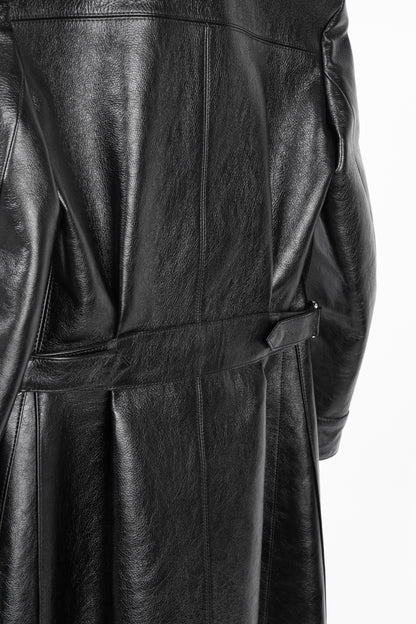 Louis Vuitton AW/14 Runway Black Calfskin Leather Snap Coat