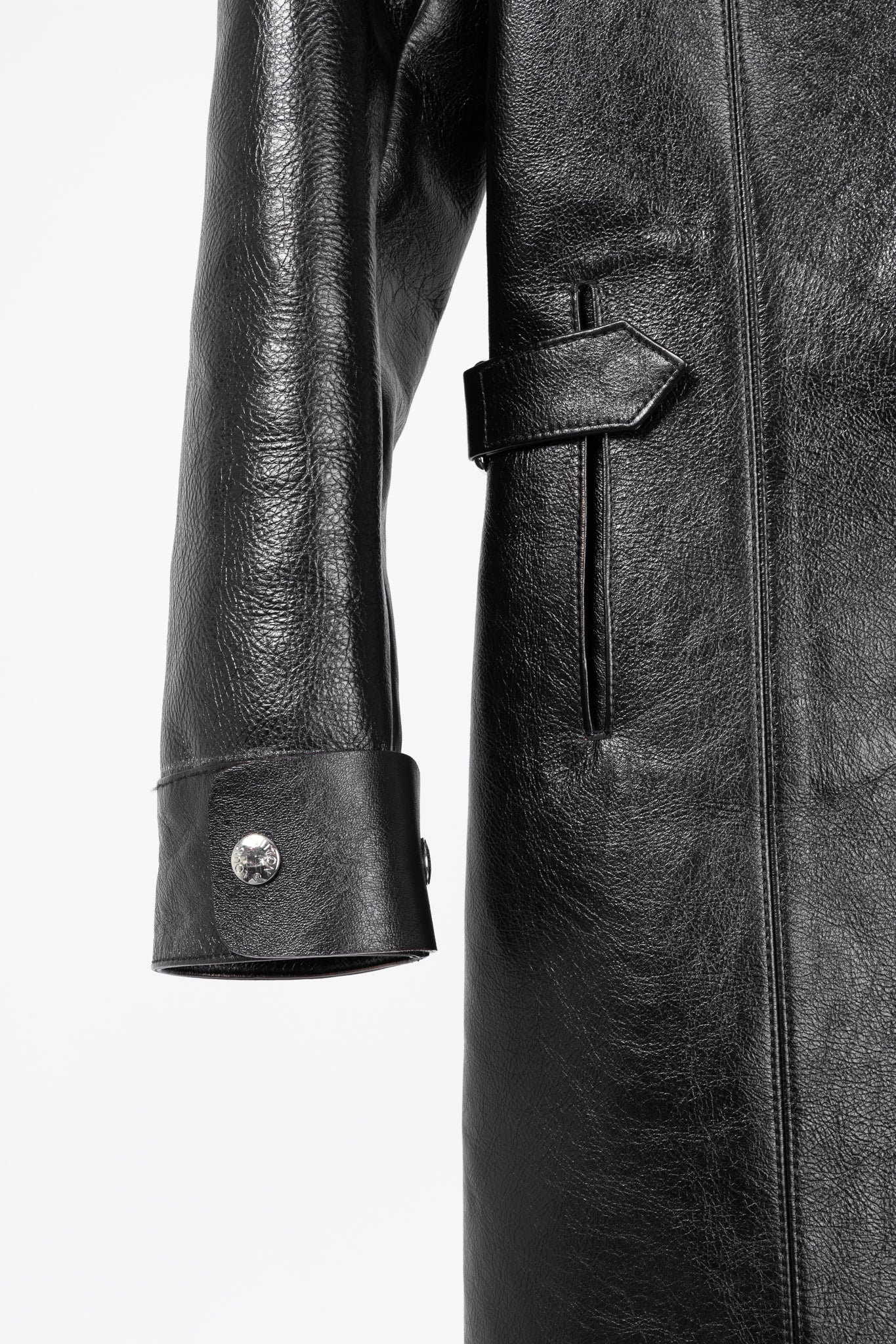 Louis Vuitton AW/14 Runway Black Calfskin Leather Snap Coat