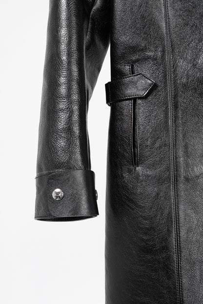 Louis Vuitton AW/14 Runway Black Calfskin Leather Snap Coat