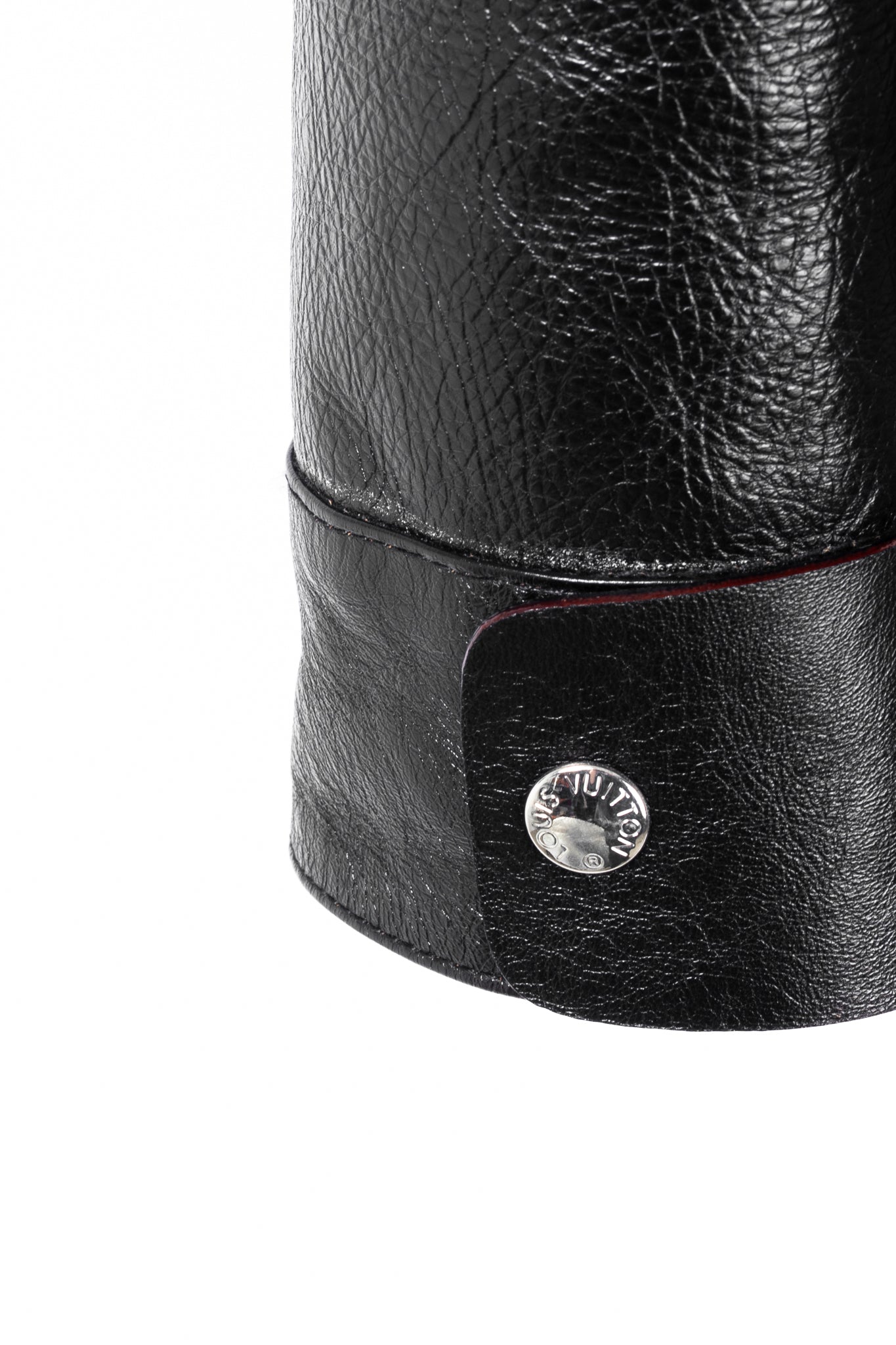 Louis Vuitton AW/14 Runway Black Calfskin Leather Snap Coat