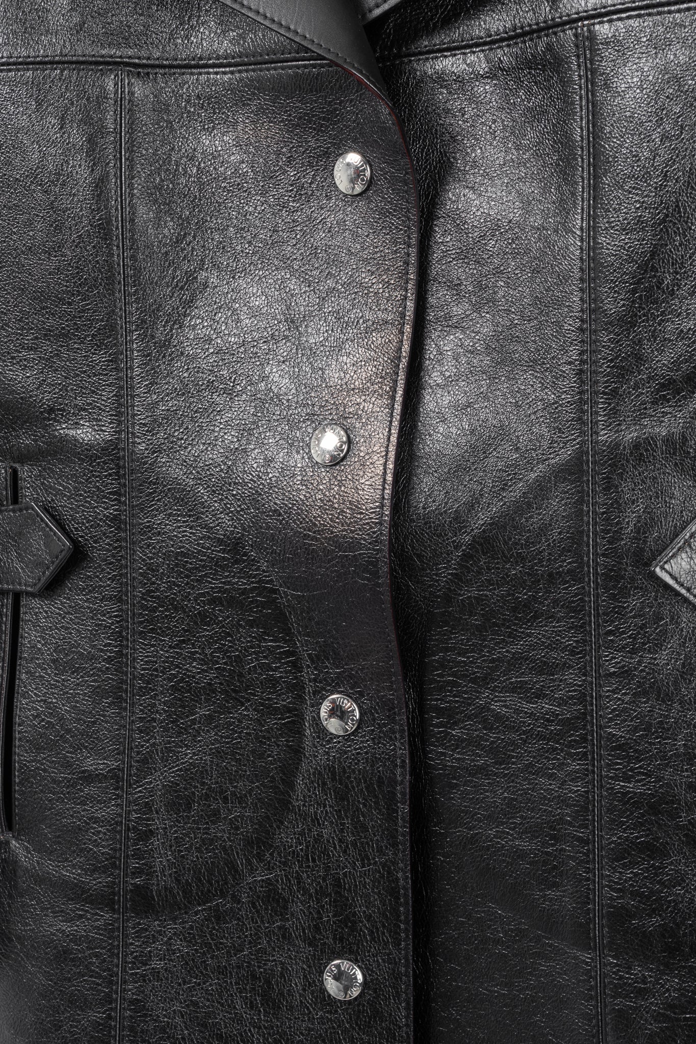 Louis Vuitton AW/14 Runway Black Calfskin Leather Snap Coat