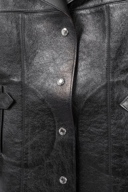 Louis Vuitton AW/14 Runway Black Calfskin Leather Snap Coat