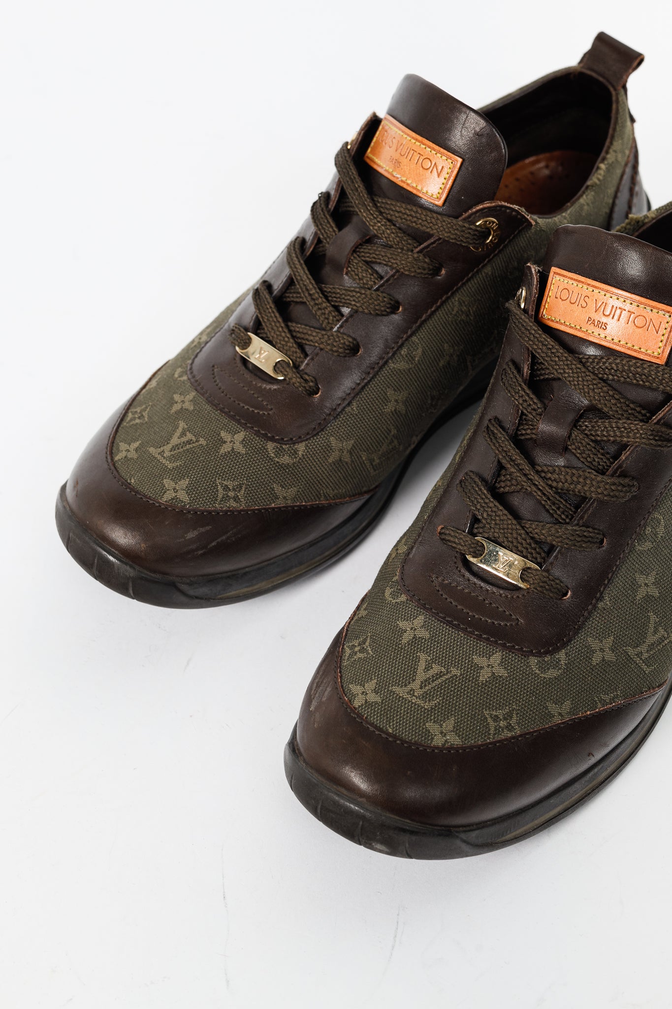 Louis Vuitton Khaki Mini Lin Monogram Canvas Sneakers