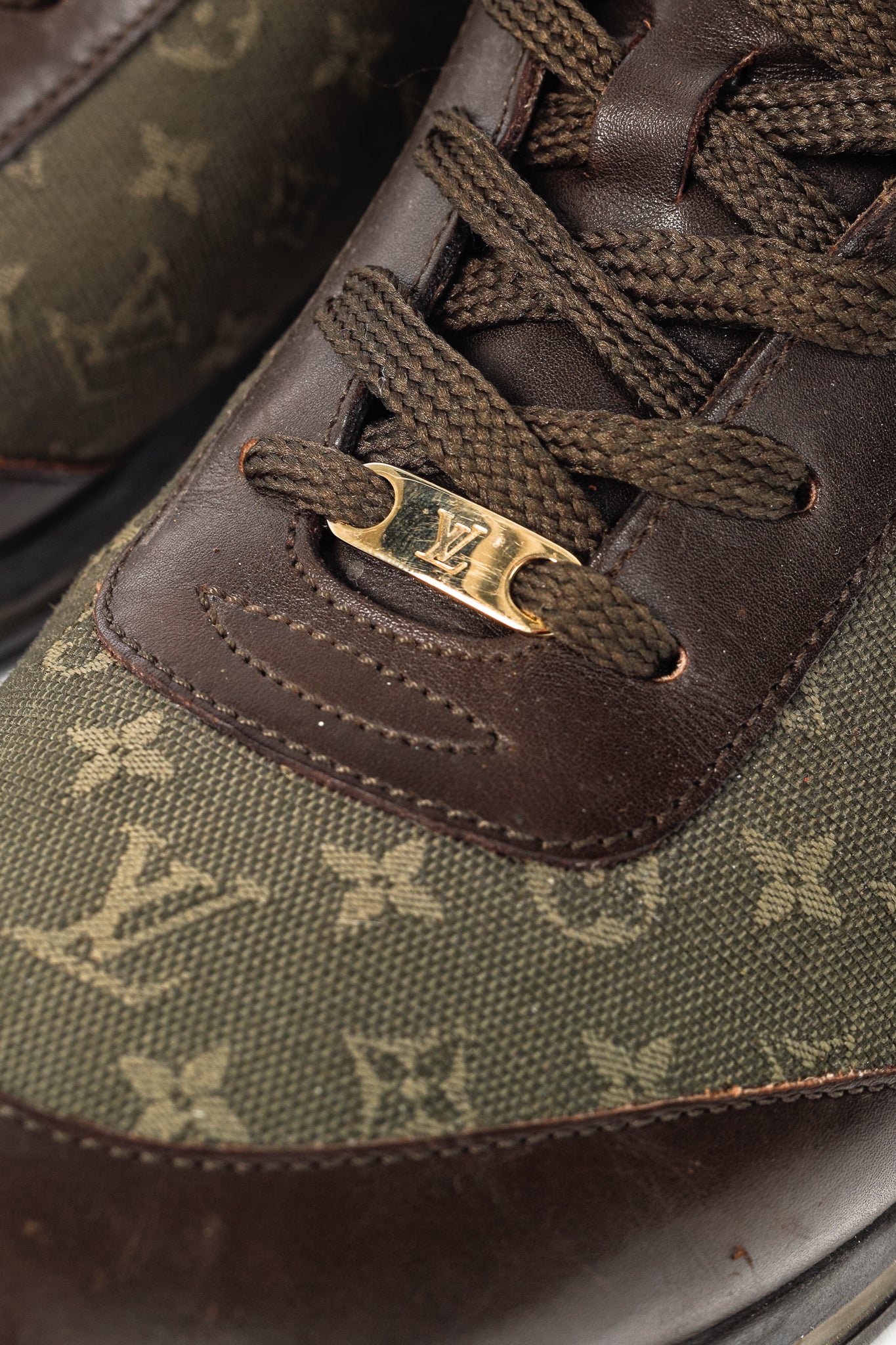 Louis Vuitton Khaki Mini Lin Monogram Canvas Sneakers