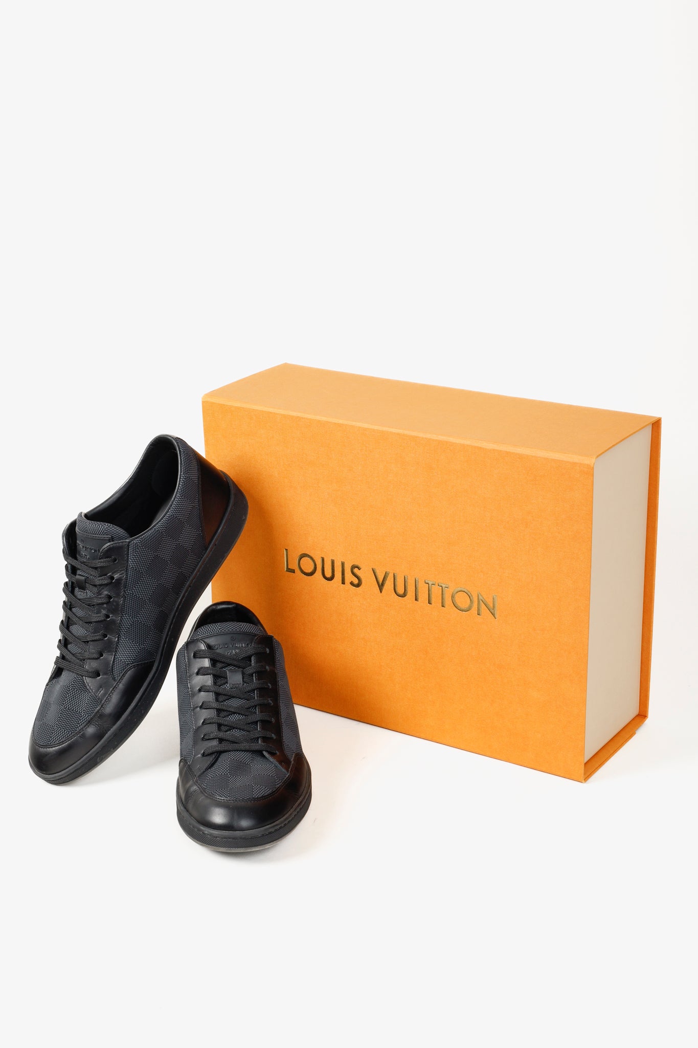 Louis Vuitton Offshore Graphite Damier Leather-Trim Sneakers