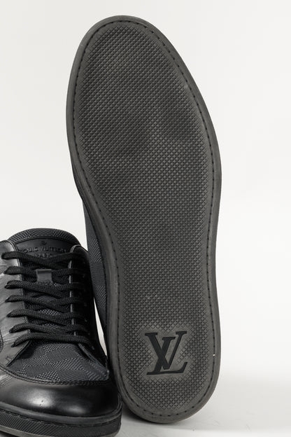 Louis Vuitton Offshore Graphite Damier Leather-Trim Sneakers