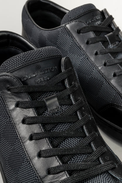 Louis Vuitton Offshore Graphite Damier Leather-Trim Sneakers