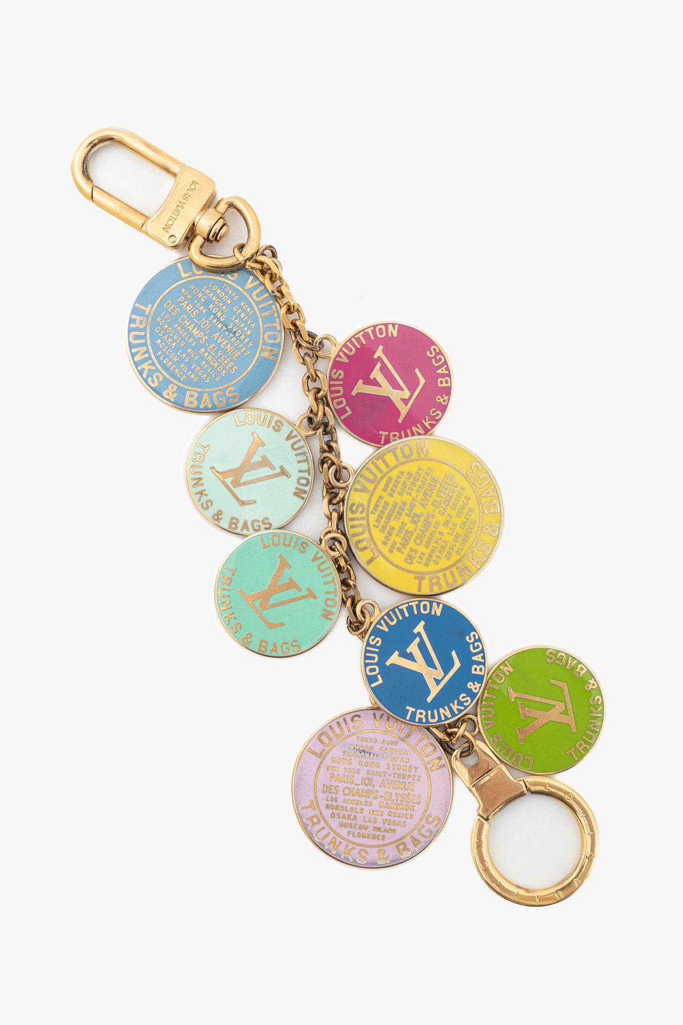 Louis Vuitton Globe Charm Chains Multicolore Gold-Tone Key Ring