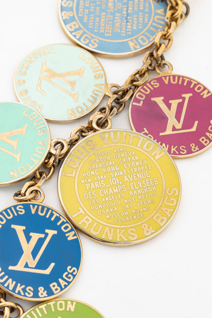 Louis Vuitton Globe Charm Chains Multicolore Gold-Tone Key Ring