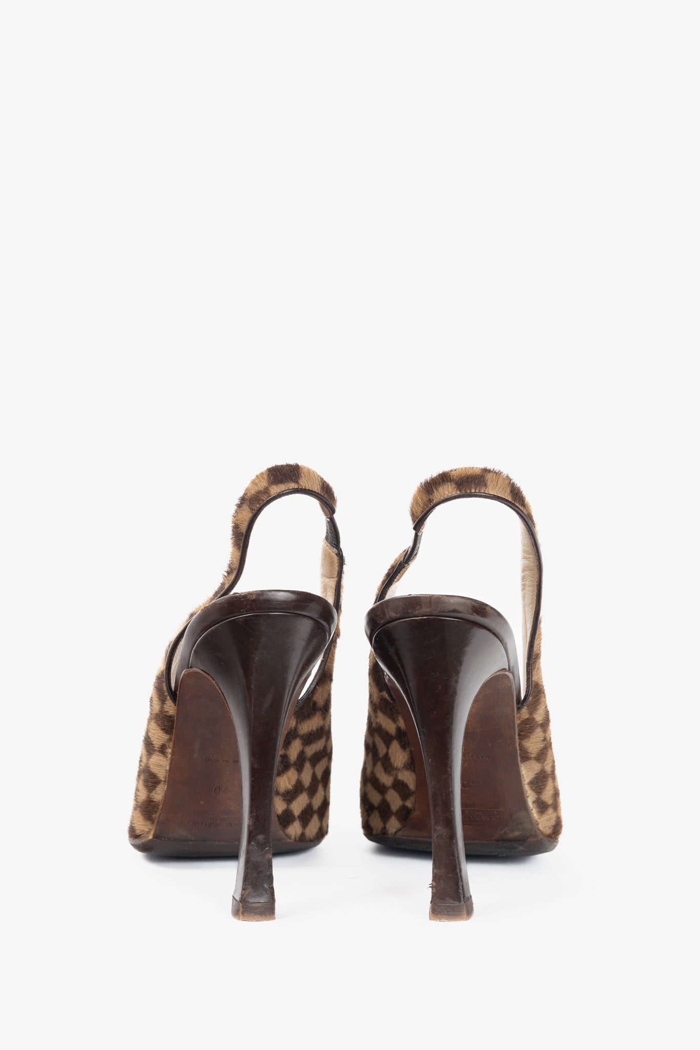 Louis Vuitton Vintage Damier Ebene Calf-Hair Slingback Pumps
