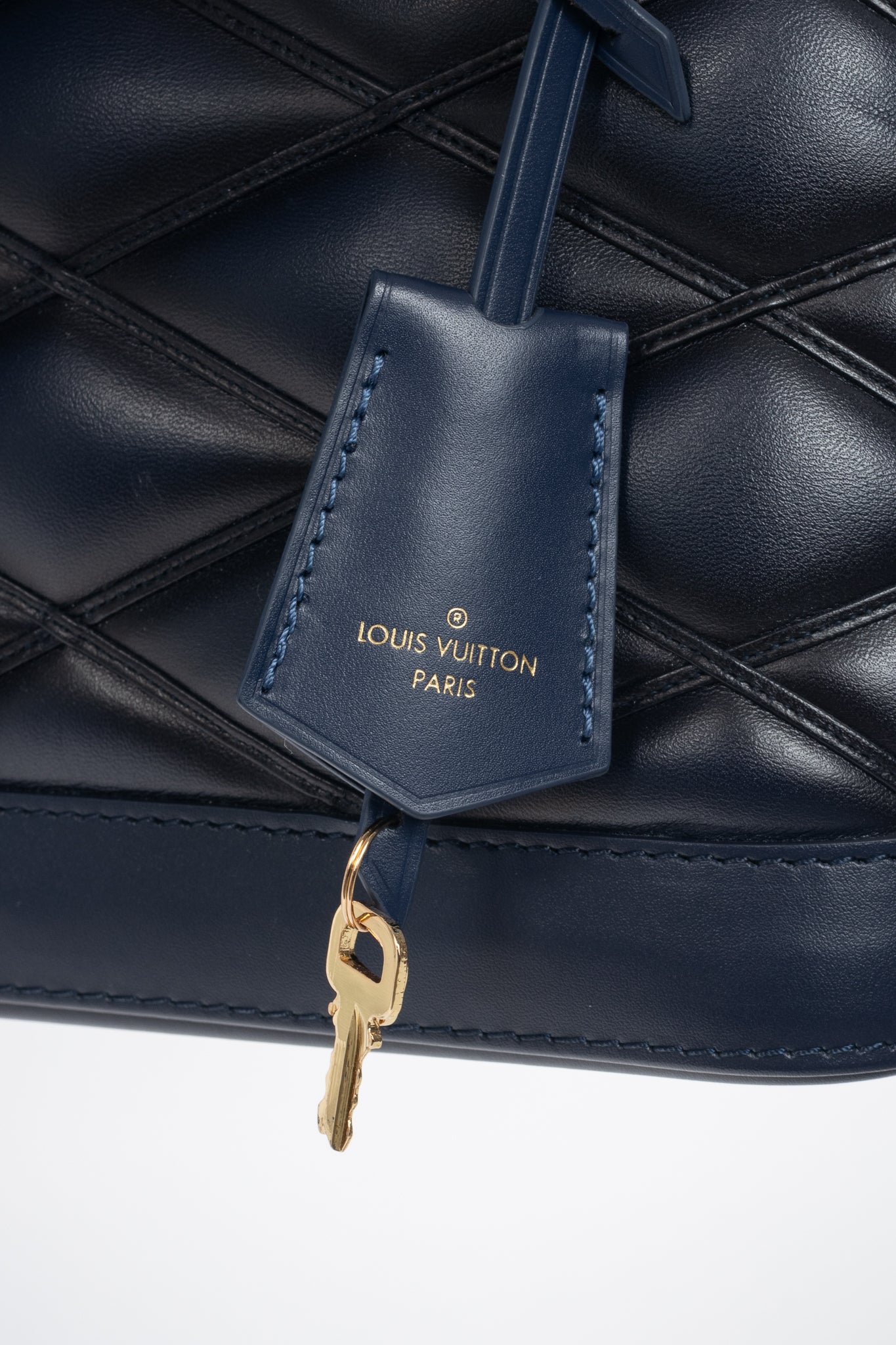 Louis Vuitton Alma BB Navy Blue Malletage Leather Tote