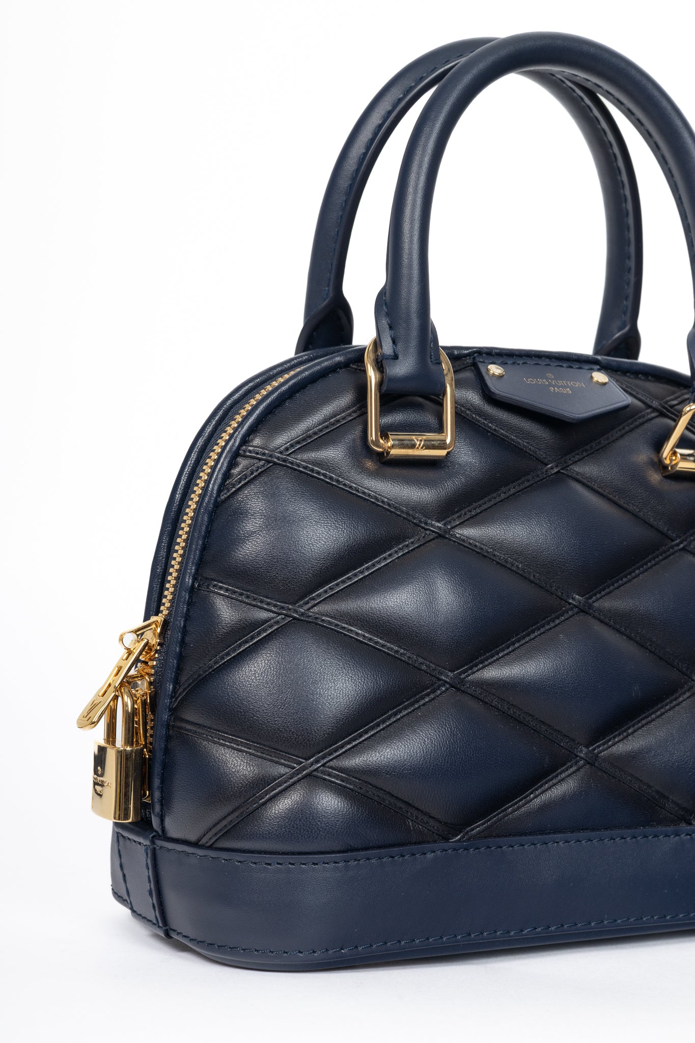 Louis Vuitton Alma BB Navy Blue Malletage Leather Tote