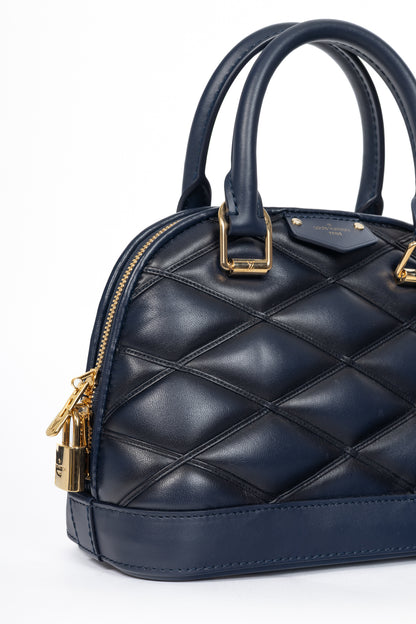Louis Vuitton Alma BB Navy Blue Malletage Leather Tote