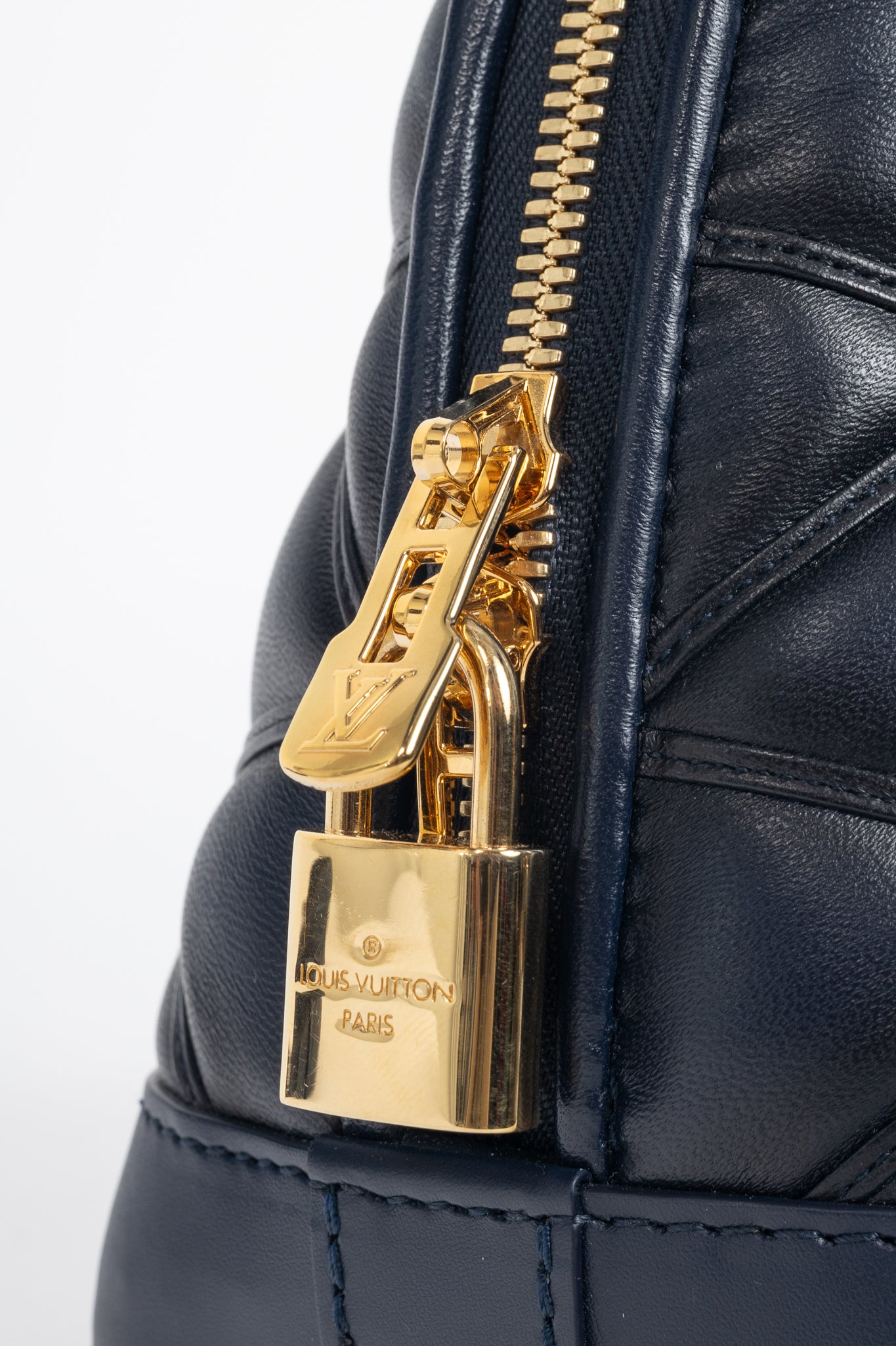 Louis Vuitton Alma BB Navy Blue Malletage Leather Tote
