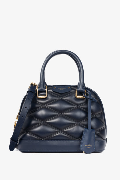 Louis Vuitton Alma BB Navy Blue Malletage Leather Tote