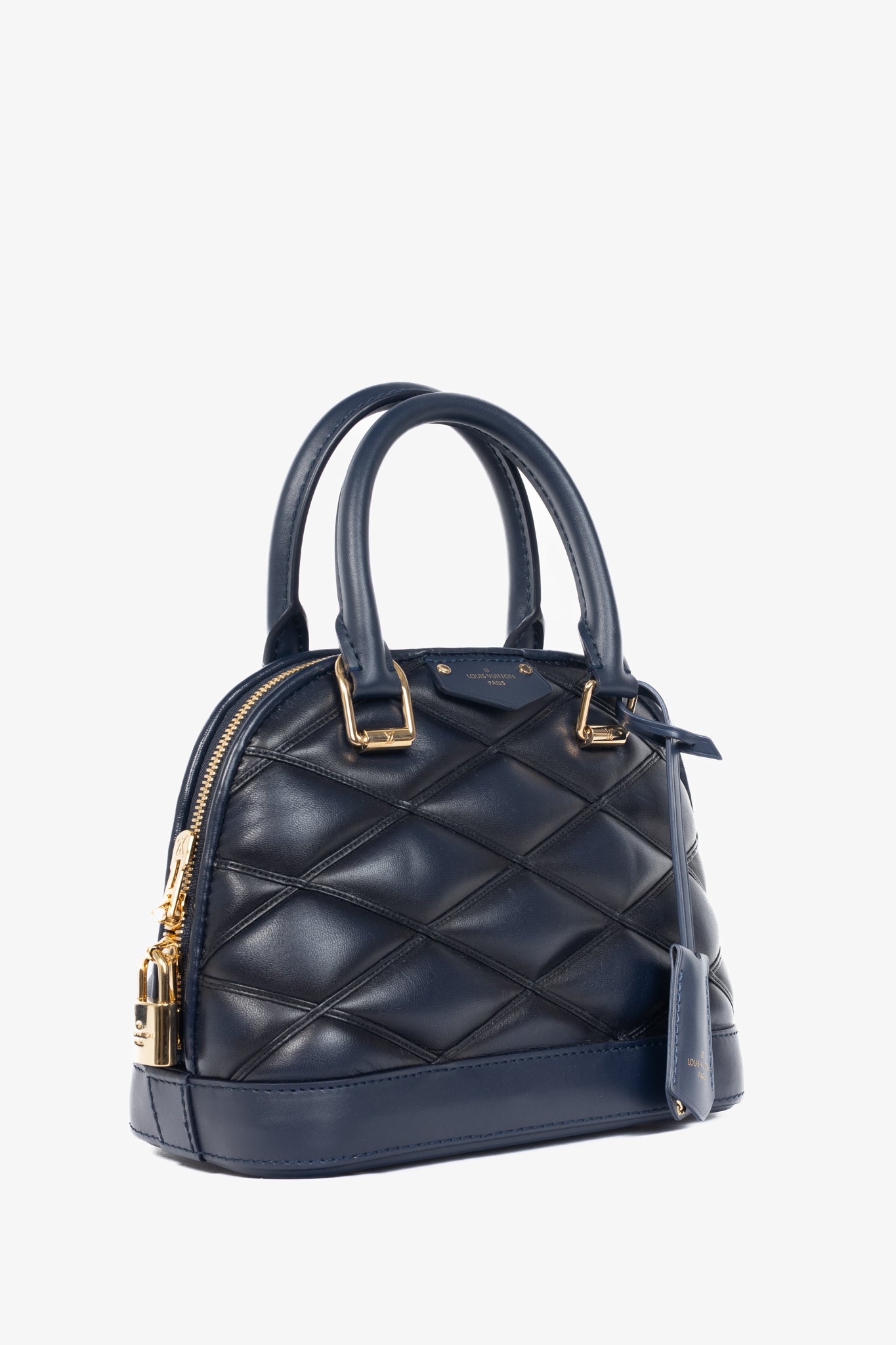 Louis Vuitton Alma BB Navy Blue Malletage Leather Tote