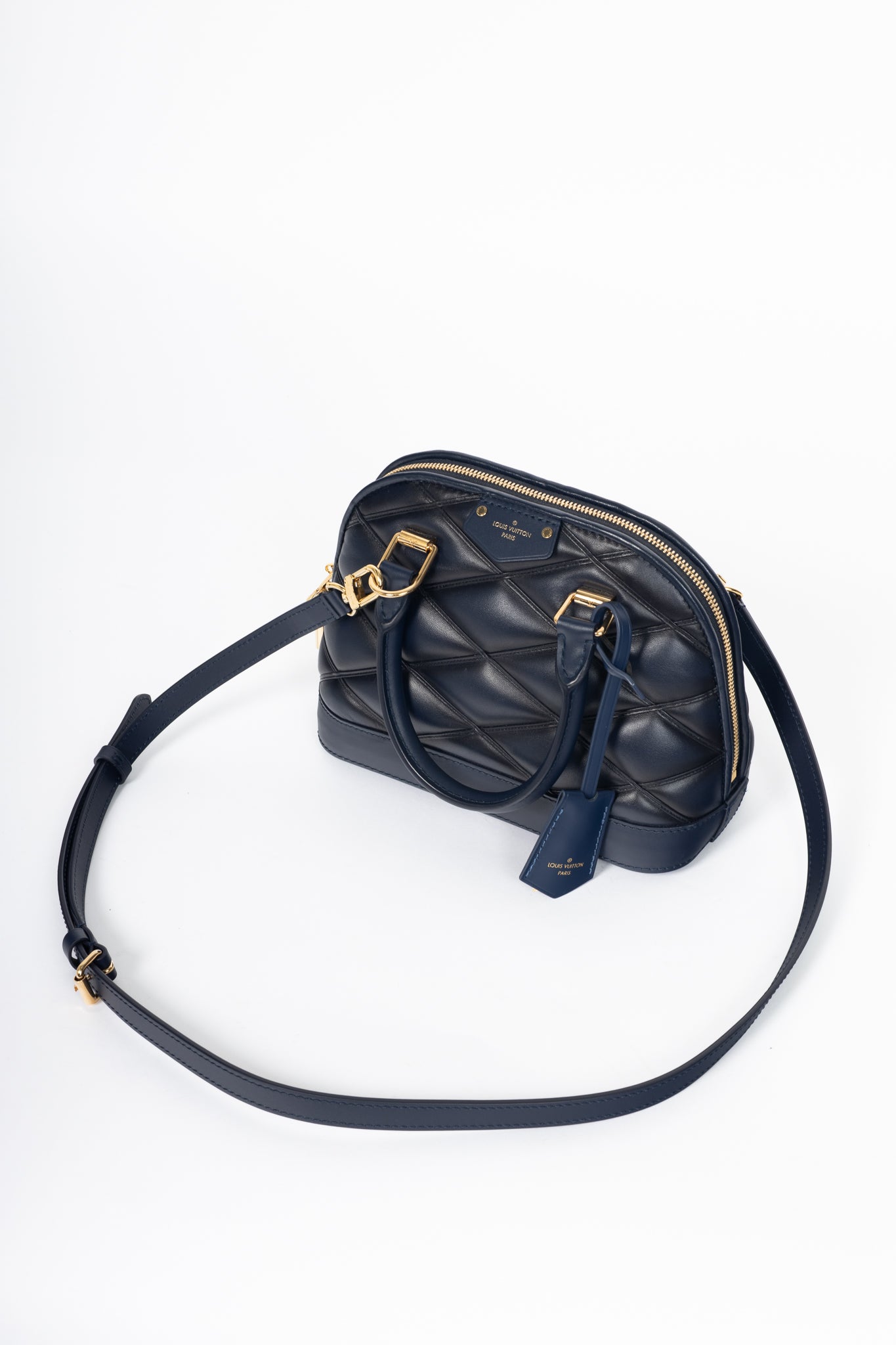 Louis Vuitton Alma BB Navy Blue Malletage Leather Tote